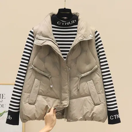 时尚羽绒棉马甲女短款2023秋冬新款显瘦立领背心外穿洋气坎肩潮款商品大图