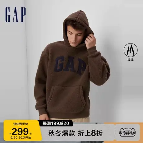 【欧阳娜娜同款】Gap男女装秋季2023LOGO羊羔绒连帽衫807084卫衣图片