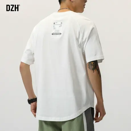 男士白t恤男夏季圆领上衣宽松短袖男款2023新款百搭休闲风体恤衫商品大图