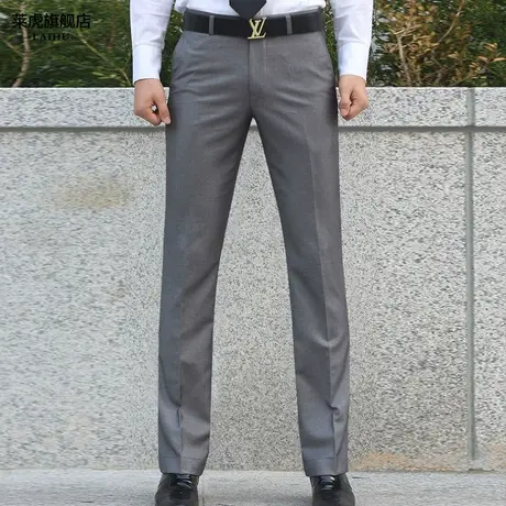 春秋新款男士西裤修身型休闲商务青年薄款西装裤灰色正装长裤子图片