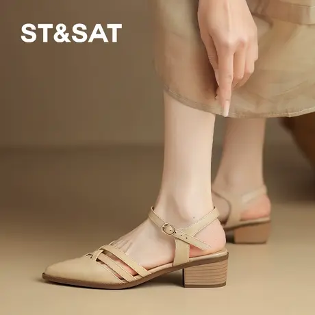 St&Sat/星期六法式包头凉鞋女2025新款尖头单鞋高跟鞋女鞋温柔风商品大图