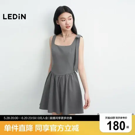 乐町无袖侧领口绑带蝴蝶结连衣裙女2025年夏季新款精致短款裙子商品大图