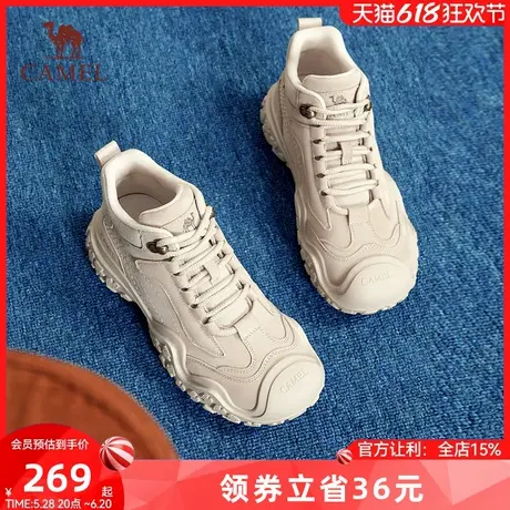 骆驼女鞋2024年秋季新款丑萌户外马丁靴女款厚底登山鞋耐磨工装靴图片