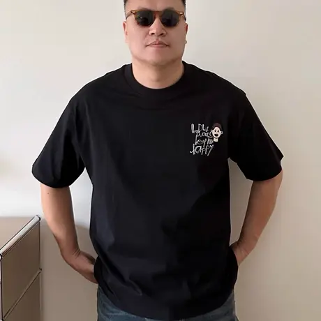 大依无忧夏季大码男装卡通趣味胖子加肥加大圆领男士短袖t恤半袖商品大图