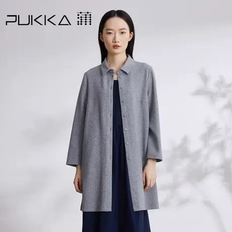 蒲PUKKA 秋季2023新款针织肌理提花A型衬衫商品大图