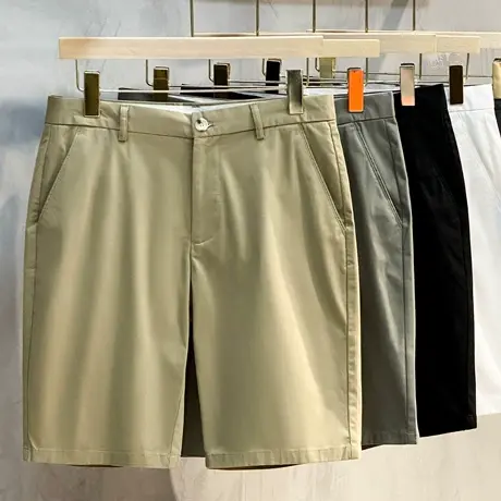 夏季青年韩版冰丝修身五分裤男休闲裤轻商务小直筒薄款西裤短裤潮商品大图