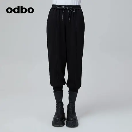 odbo/欧迪比欧原创设计松紧腰休闲运动裤秋冬百搭宽松束脚卫裤商品大图