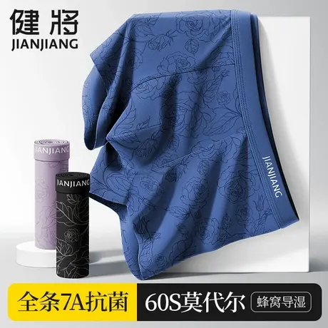 健将莫代尔男士内裤男生青年运动纯棉抗菌四角裤男款透气平角短裤商品大图