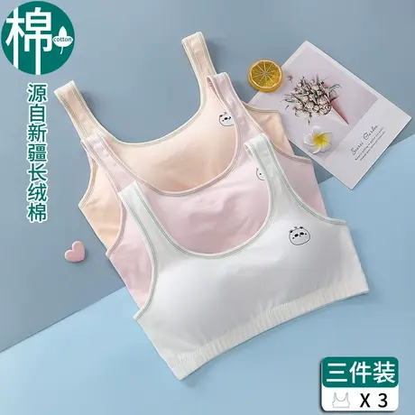 少女内衣学生初中女二三阶段纯棉发育期背心高中生无钢圈文胸薄款图片
