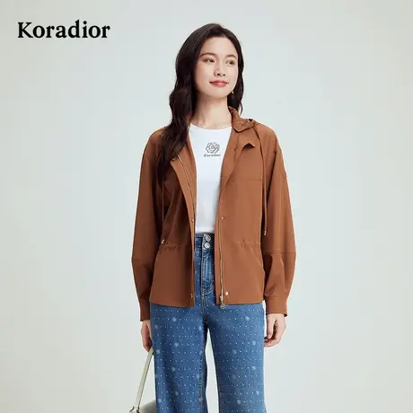 珂莱蒂尔Koradior秋款美拉德气质薄款四面弹短外套休闲风衣女商品大图