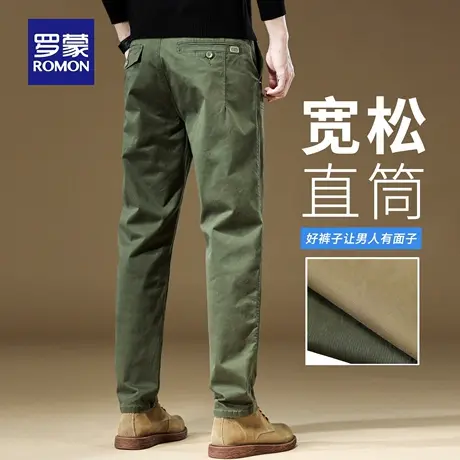 罗蒙宽松休闲裤男士秋季新款微弹耐磨工装裤舒适复古直筒裤子N3Z商品大图