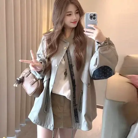 撞色工装风衣外套女2025秋装新款爆款时尚百搭宽松休闲夹克上衣潮商品大图