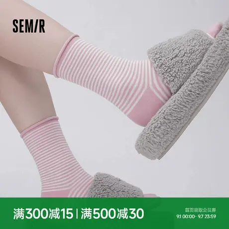 森马袜子女秋冬女生个性ins潮袜长筒2025款甜美条纹学生中筒棉袜商品大图