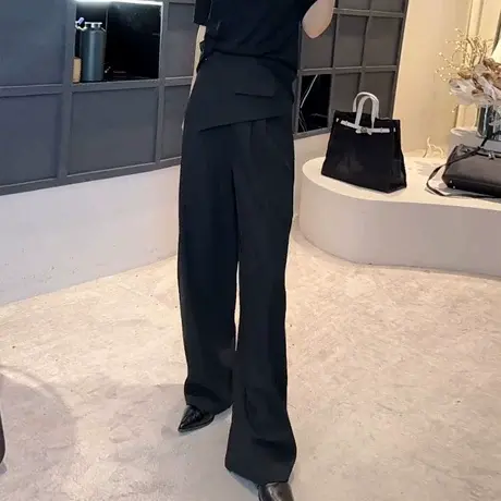 休闲西装裤女2025秋季新款韩版时尚设计遮胯显瘦气质百搭直筒长裤商品大图