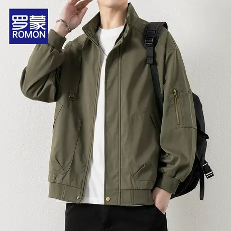 罗蒙美式复古工装夹克男士春秋季新款潮流休闲宽松外套上衣服男装商品大图