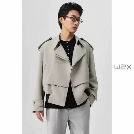 w2x2025春季新款叠门襟双领前后活页设计感夹克外套男休闲上衣潮商品大图