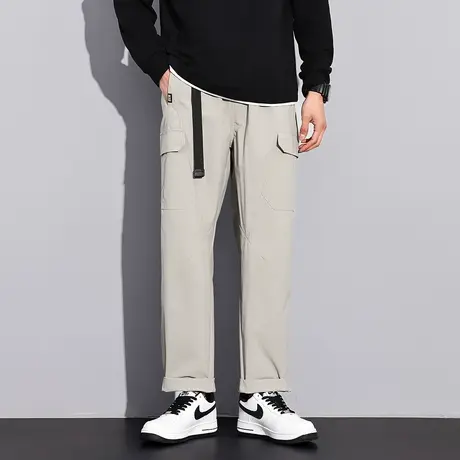 唐狮春季新款男休闲长裤宽松显瘦直筒裤简约大口袋工装裤子九分TD商品大图