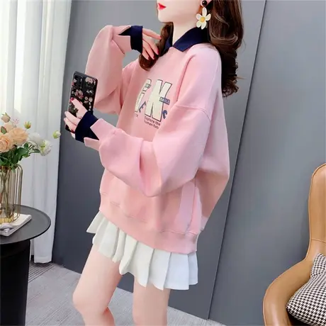 设计感假两件娃娃领卫衣女薄款2023年新款春季洋气长袖减龄上衣潮商品大图