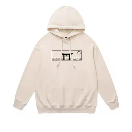 无性别连帽卫衣复古日系cityboy简约纯色鸟居小众设计宽松外套冬商品大图