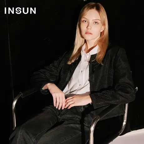 【官方直播】恩裳COVER花纱仿麻抗皱挺括气质西装外套图片