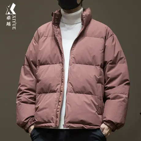 冬季新国标羽绒服男白鸭绒加厚外套宽松大码简约纯色情侣面包服潮商品大图