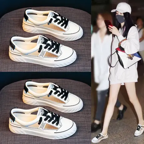 凉鞋女夏2023年新款女鞋子小白罗马网红夏季镂空平底运动包头鞋子商品大图