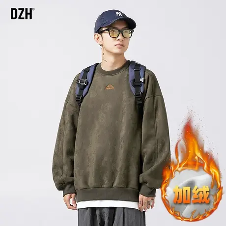 男士加绒卫衣男冬季加厚保暖外套男款圆领上衣2023新款冬装打底衫商品大图