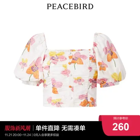 【商场同款】太平鸟女装2023年夏季新款品质抽褶上衣A1CDD2679图片