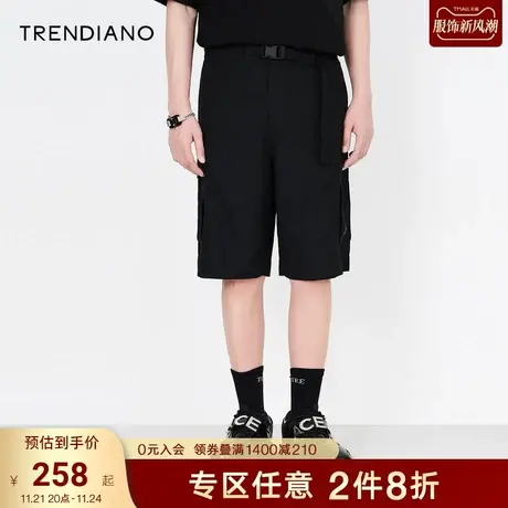 TRENDIANO春夏男装潮牌新款时尚百搭宽松短裤工装休闲中裤商品大图