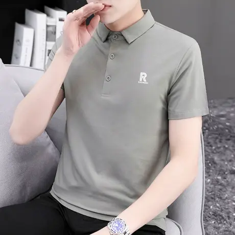 莫代尔冰丝polo衫男潮牌短袖t恤夏季2024新款保罗翻领商务半袖男商品大图