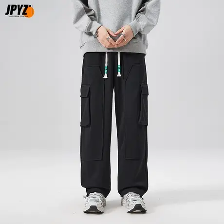 男生工装裤多口袋宽松直筒棉秋冬潮牌黑色美式美式新款痞帅机能裤商品大图