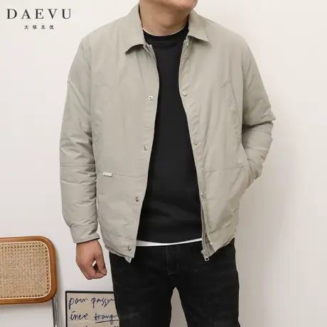 DAEVU初冬款米白大号潮胖子加肥加大码男士短款翻领加薄羽绒夹克商品大图