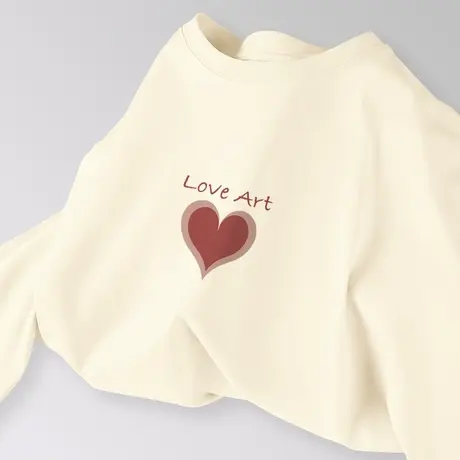 短袖t恤女2023夏季新款纯棉宽松半袖夏装米色爱心设计感小众上衣图片