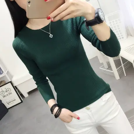 毛衣打底衫女秋装2023年新款女上衣韩版修身短款百搭针织衫女长袖商品大图