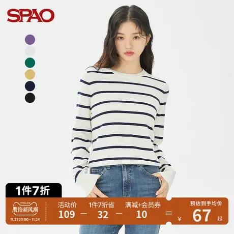 SPAO女装毛衣春季新款圆领多色慵懒风套头毛衫SPKWC49S03图片