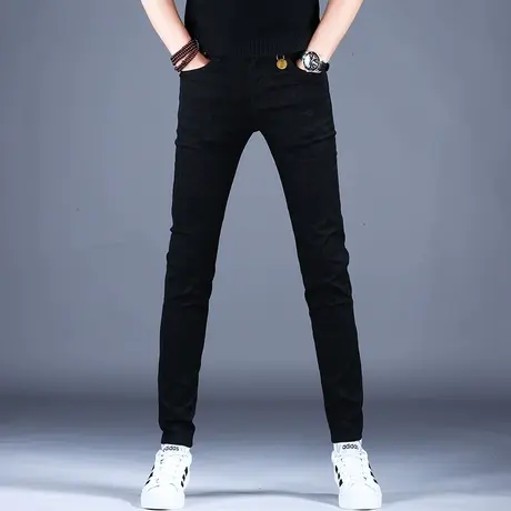 2023秋冬新款男士黑色印花牛仔裤男款商务休闲裤子男弹力潮牌长裤商品大图