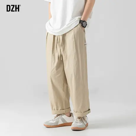 男士卡其色直筒休闲裤男春夏宽松纯棉工装裤男裤2023新款日系裤子商品大图