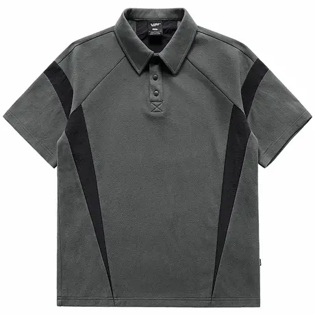 VIP拼接撞色polo衫男夏季短袖t恤重磅珠地棉解构设计感翻领上衣潮商品大图