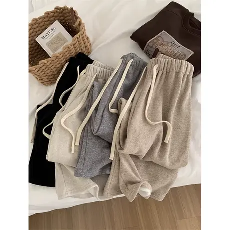 秋冬保暖直筒休闲长裤女2023年新款宽松高腰百搭运动阔腿拖地裤潮图片