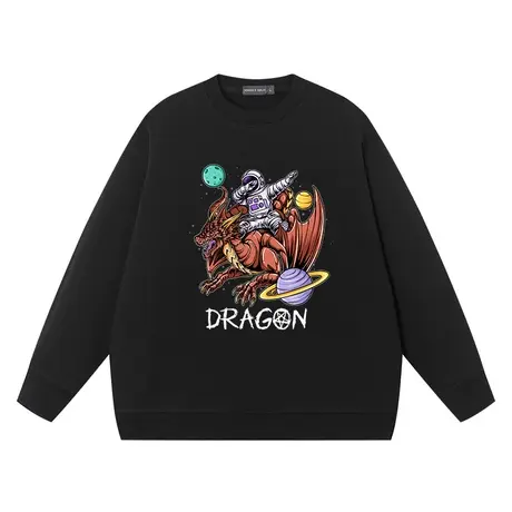 NASA联名宇航员龙年生肖翼龙星球纯棉卫衣男女圆领上衣服宽松长袖图片