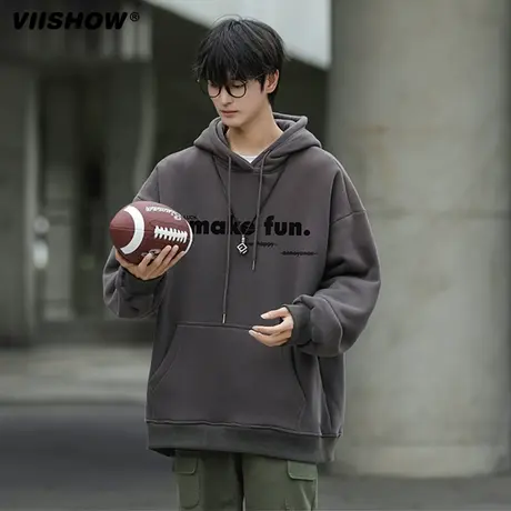 VIISHOW连帽卫衣男士加大码学生套头秋冬季百搭潮i流ins长袖上衣商品大图