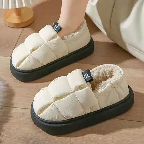 包跟棉拖鞋女冬季软底防滑居家月子鞋加绒保暖外穿踩屎感情侣棉鞋商品大图