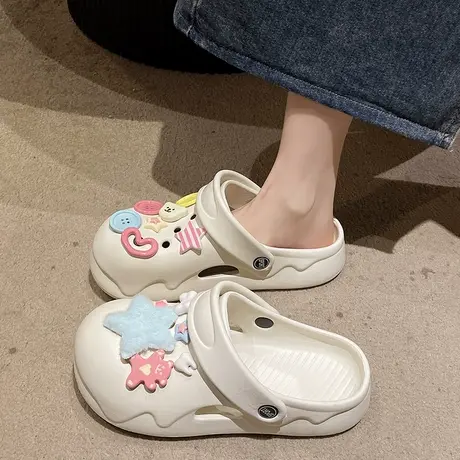 洞洞鞋女款2024新款厚底踩屎感防滑包头拖小个子外穿软底沙滩凉拖商品大图