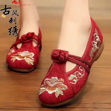 老北京布鞋女妈妈鞋春季防滑民族风女鞋老人鞋子绣花鞋女单鞋平底商品大图