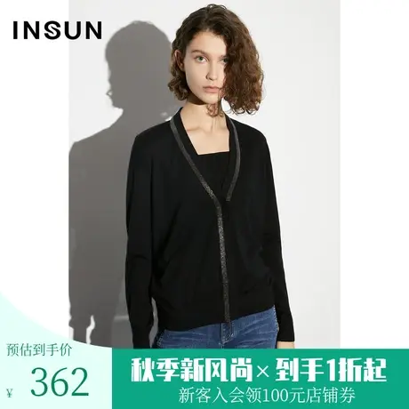 恩裳COVER2023春款新款软糯亲肤温柔羊毛衫精致手工钉珠针织长袖商品大图