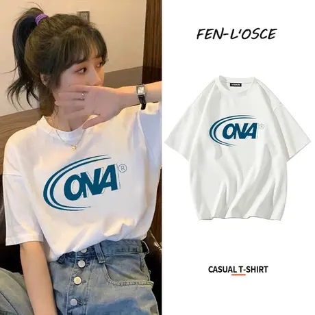 纯棉短袖t恤女2023新款宽松夏季女装白色薄款上衣服半袖体恤ins潮商品大图