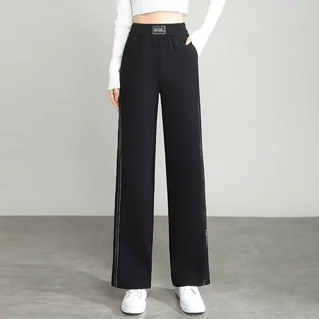 阔腿裤子女春季2023新款松紧腰垂感显瘦直筒裤显瘦百搭长裤休闲裤图片