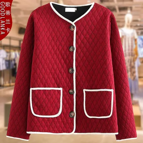 中年妈妈秋冬装轻薄款小棉衣洋气时尚加肥加大码女装短款棉服外套商品大图