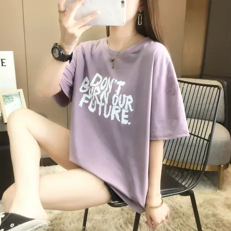 短袖T恤女2023夏季新款学生宽松韩版时尚洋气网红ins潮半袖上衣服图片