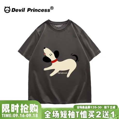 2023夏季新款vintage古着感深灰色短袖女t恤美式校园风宽松上衣潮图片